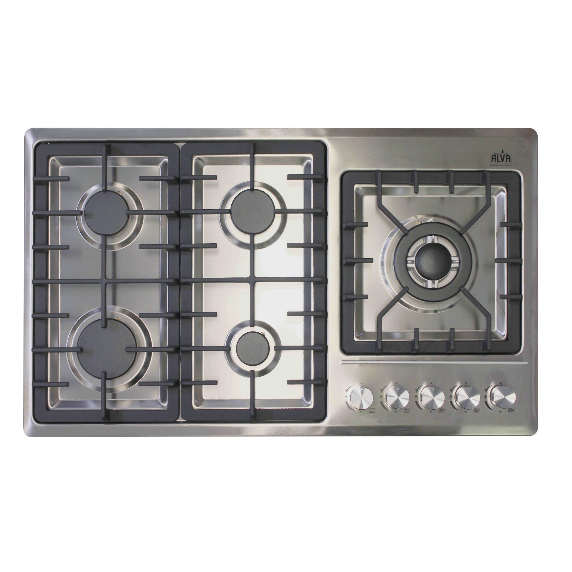 90cm 5-Burner Gas Hob - Stainless Steel